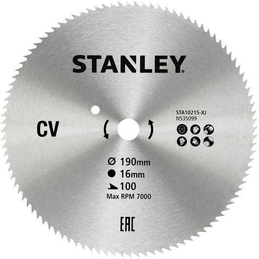 Stanley LAMA CROMATA X10215-XJ PER SEGA CIRCOLARE Ø mm. 190 - 100 denti