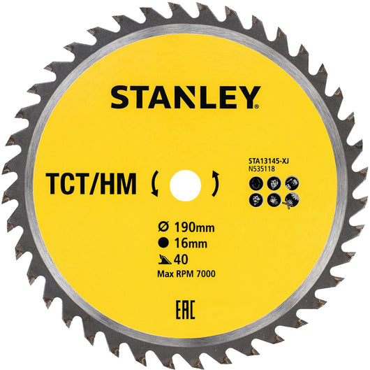 Stanley LAMA TCT STA13145-XJ PER SEGA CIRCOLARE Ø mm. 190 - 40 denti