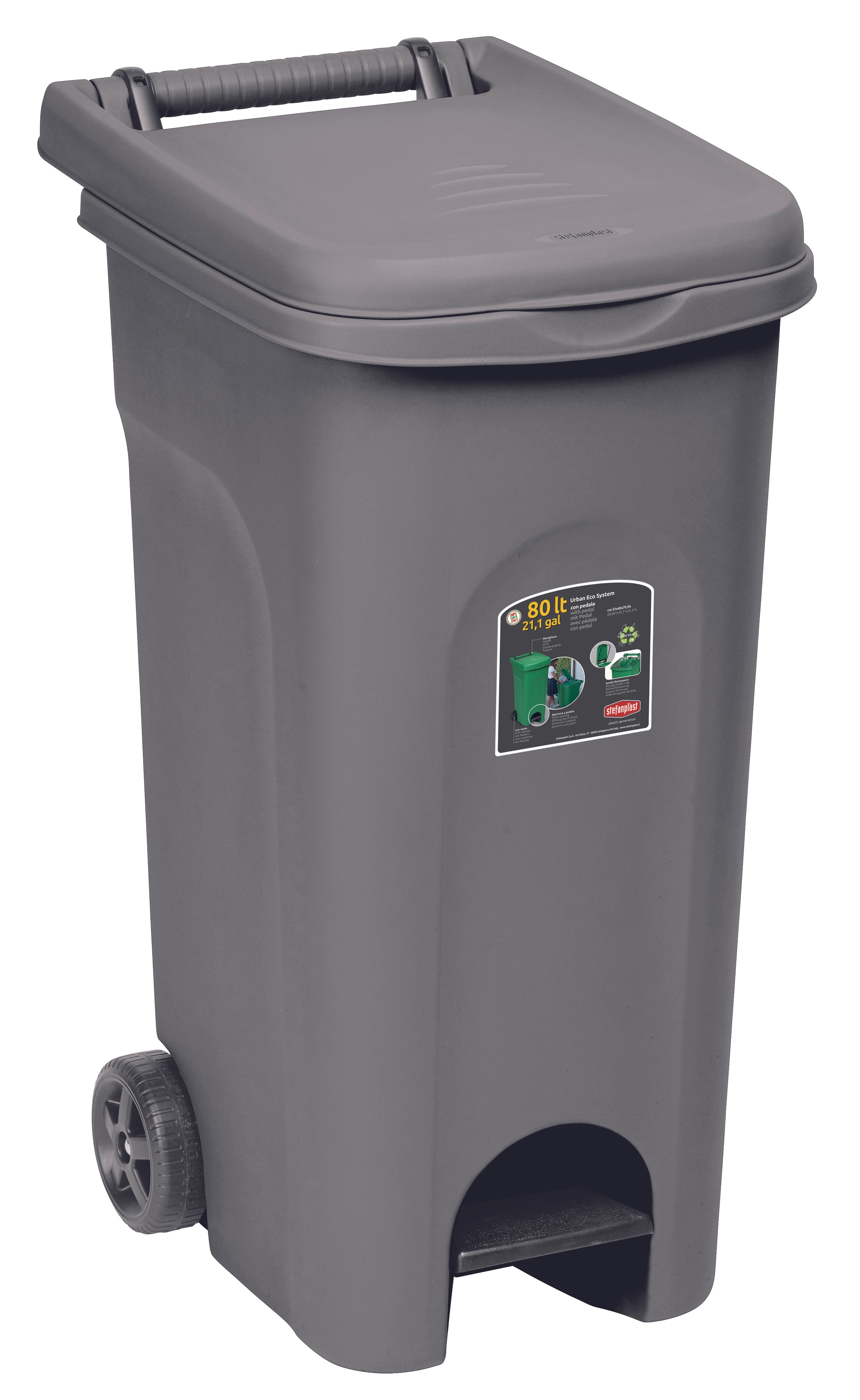 Stefanplast BIDONE URBAN ECO SYSTEM Lt. 80 col. Grigio