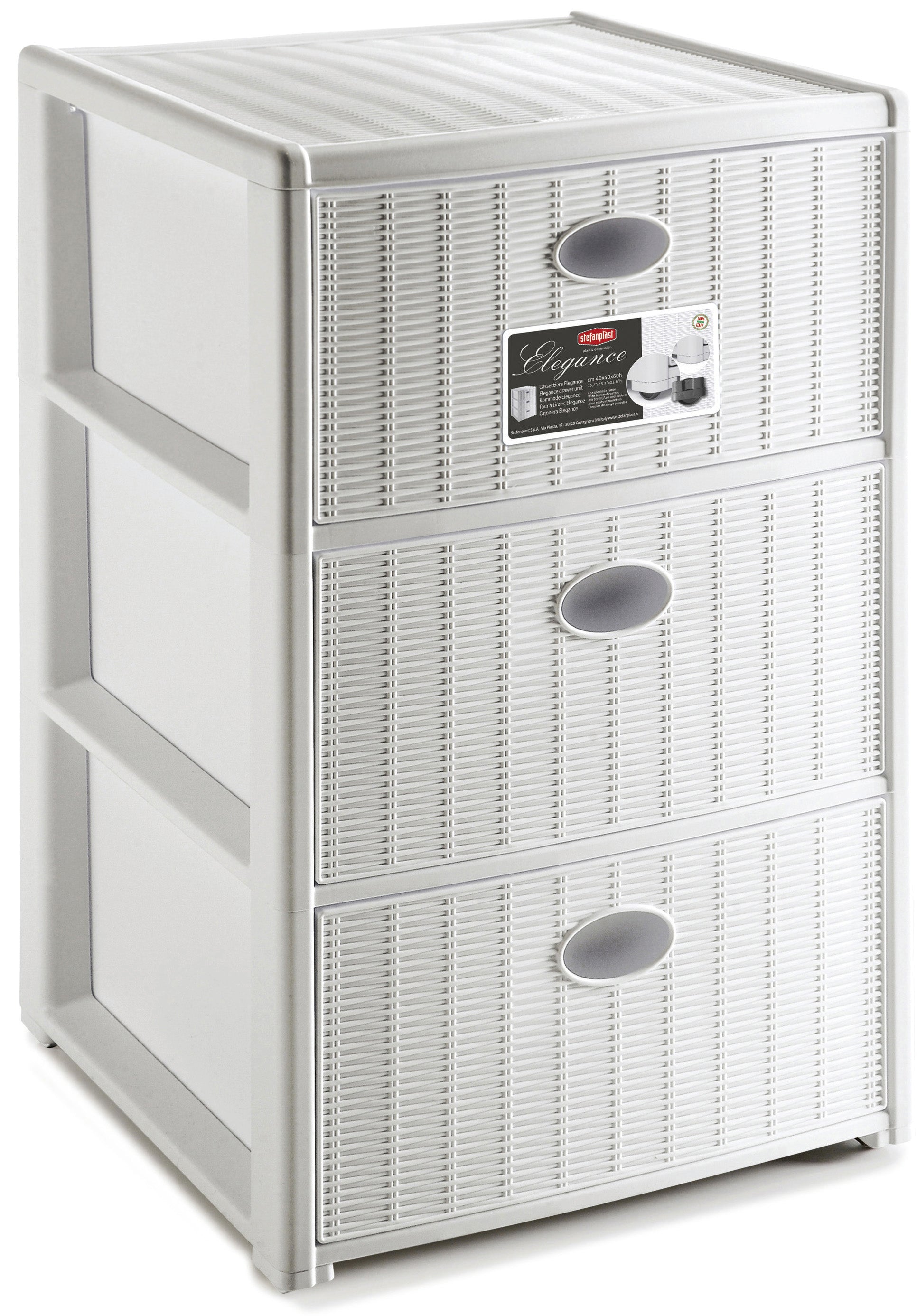 Stefanplast CASSETTIERA ELEGANCE 3 cassetti - cm. 40x40x60 h col. Bianco