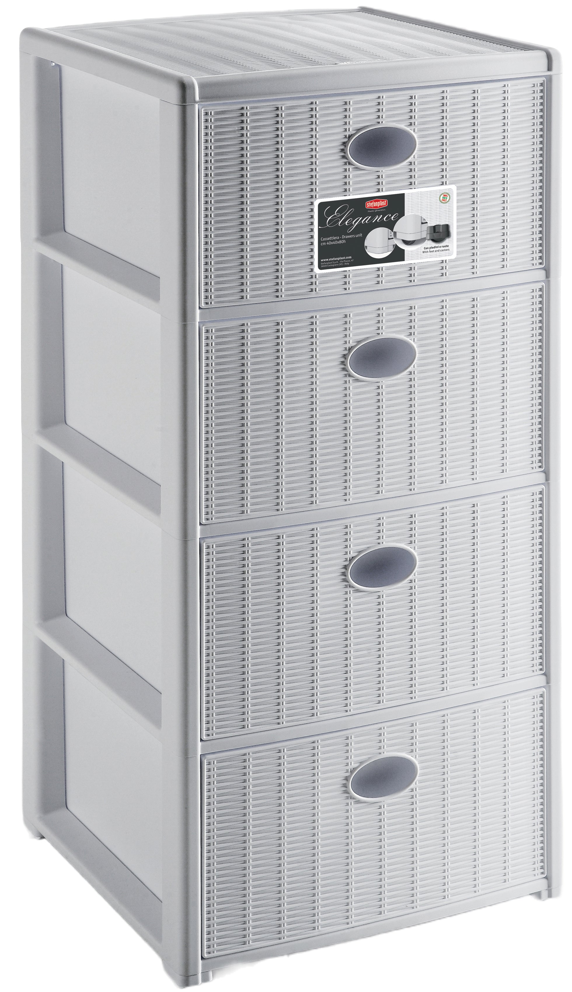 Stefanplast CASSETTIERA ELEGANCE 4 cassetti - cm. 40x40x80 h col. Bianco