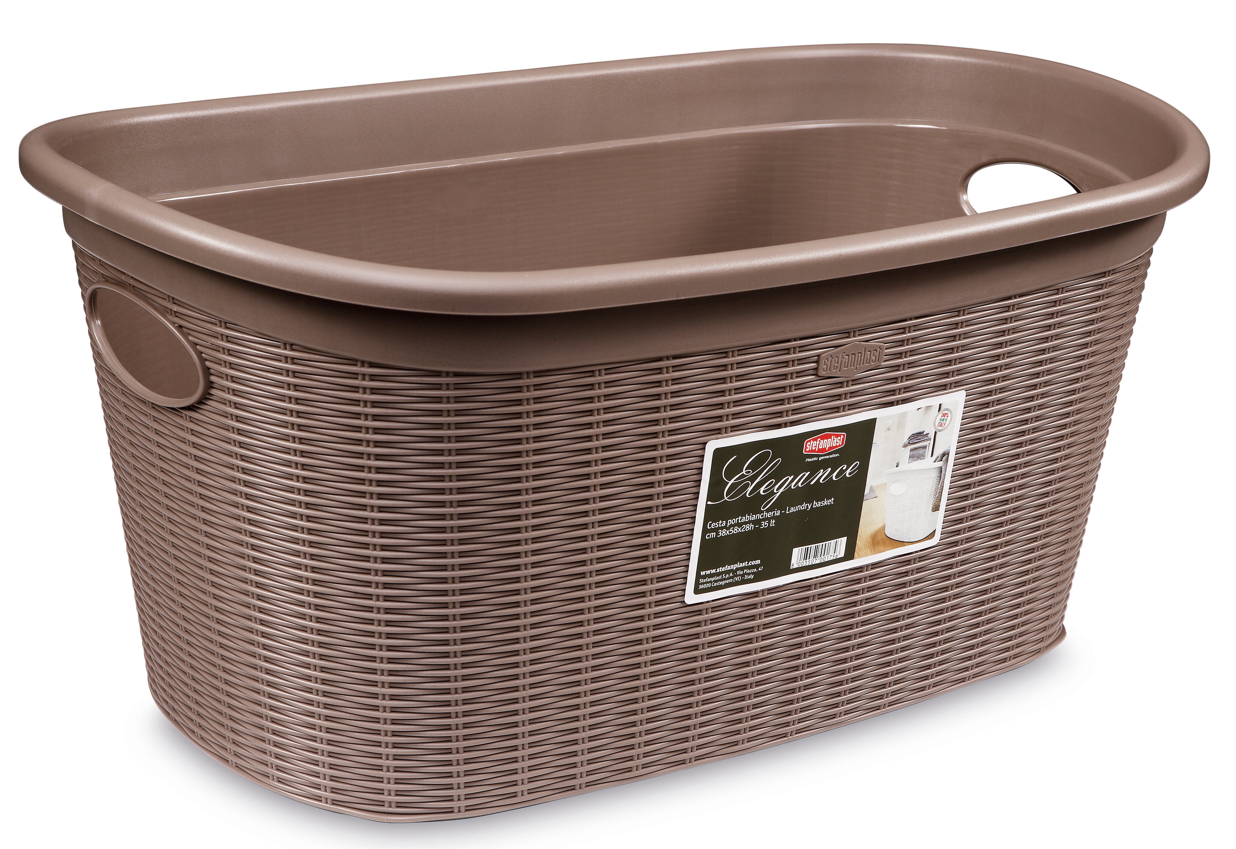 Stefanplast CESTA PORTABIANCHERIA ELEGANCE Lt. 35 - cm. 58x38x28 h col. Tortora