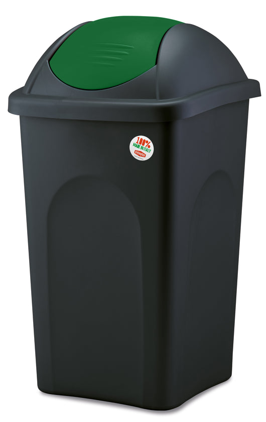 Stefanplast PATTUMIERA BASCULANTE MULTIPAT Lt. 60 - cm. 39x39x68 h col. Nero/Verde