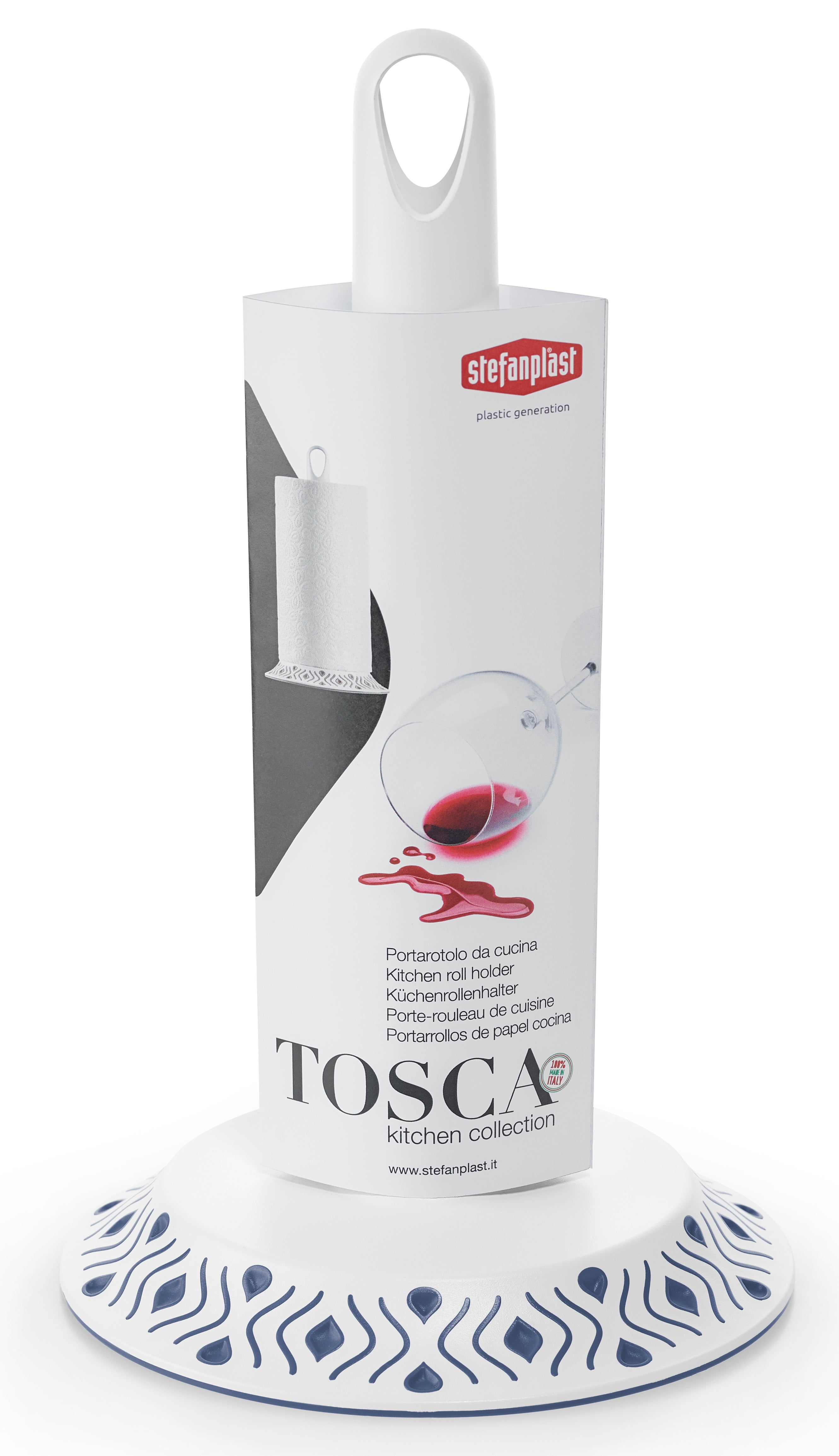 Stefanplast PORTAROTOLO DA CUCINA TOSCA bianco/blu palace