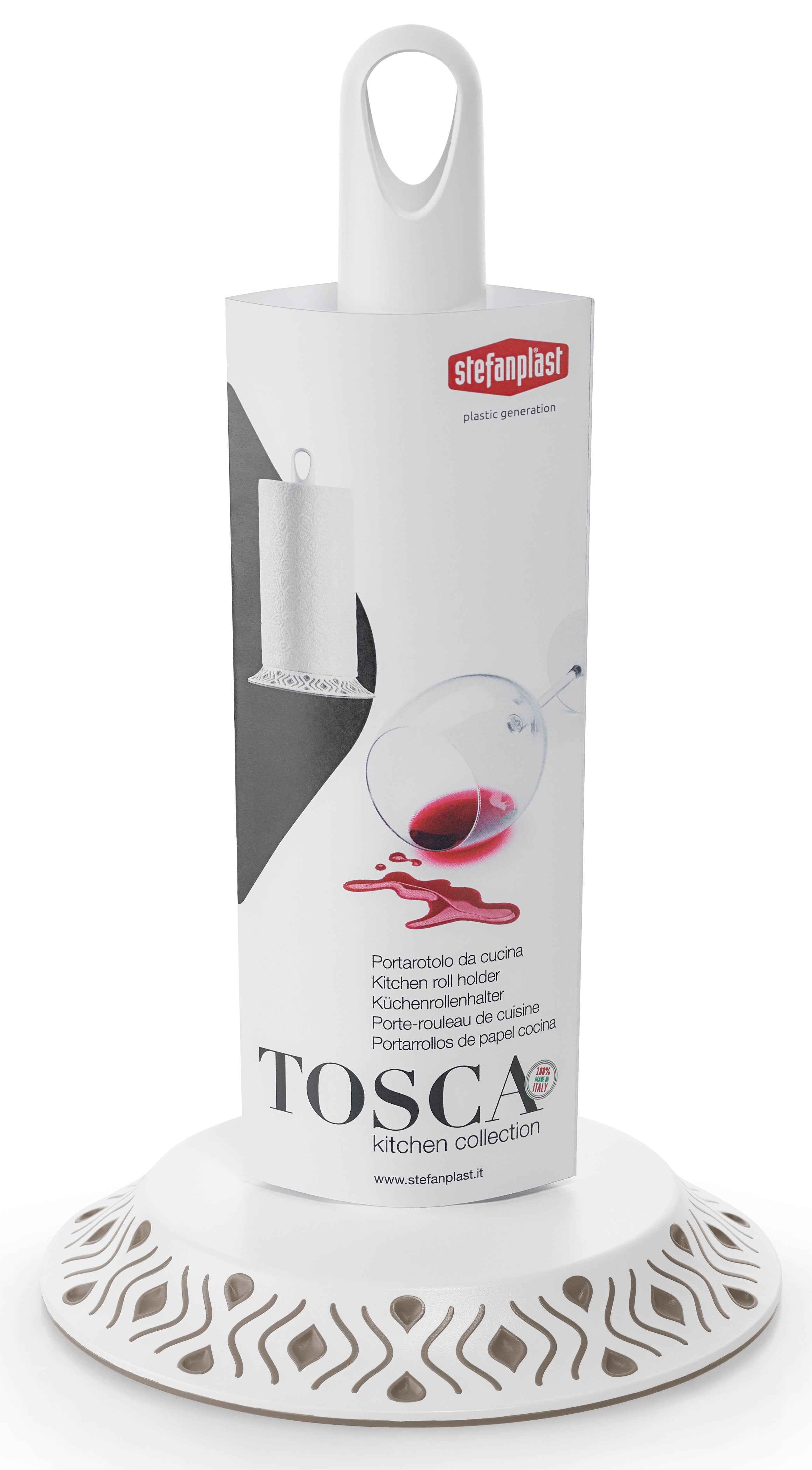 Stefanplast PORTAROTOLO DA CUCINA TOSCA bianco/tortora chiaro