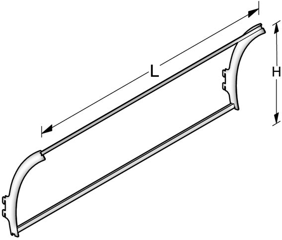 TELAIO PER VELETTA CONCAVA cm. 100x40 h Col. Bianco RAL9001