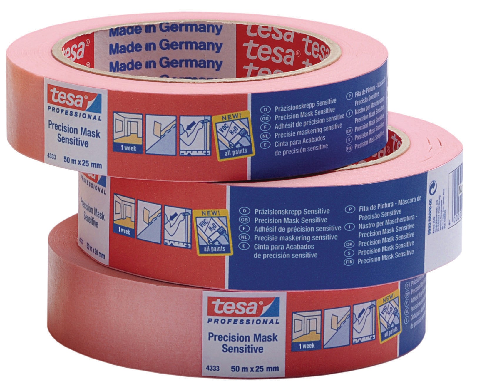 Tesa NASTRO PER MASCHERATURA PRECISION MASK SENSITIVE ROSA  mm. 25x50 mt. 6.00 rotoli