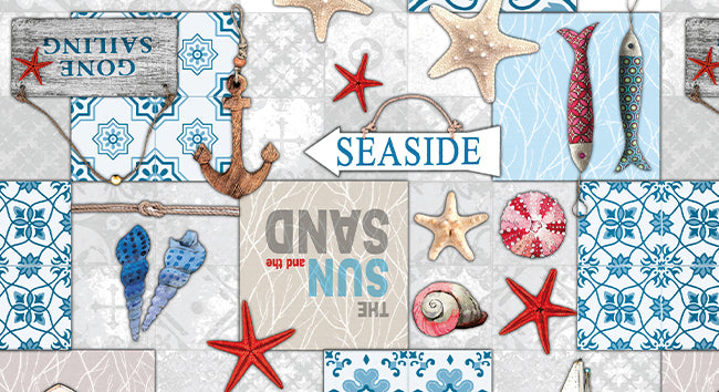 TOVAGLIATO IN PVC FANTASTIK MARINA MARE 1038-1  Rotolo cm.140 (H) x 20 mt (L)