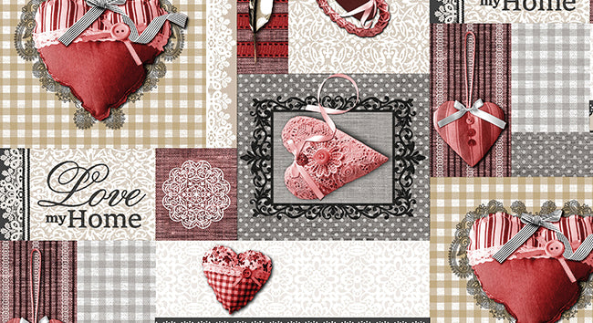 TOVAGLIATO IN PVC FANTASTIK CUORI 1056-3  Rotolo cm.140 (H) x 20 mt (L)