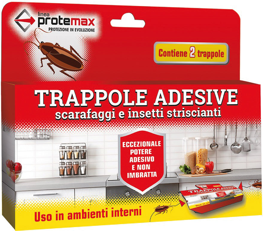 TRAPPOLA ADESIVA PER SCARAFAGGI ED INSETTI STRISCIANTI PZ 2  cm. 21x17