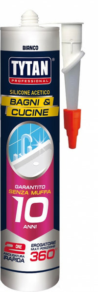 Tytan SILICONE ACETICO BAGNI E CUCINE ml. 280 - Bianco 12.00 pz