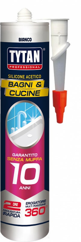 Tytan SILICONE ACETICO BAGNI E CUCINE ml. 280 - Bianco 12.00 pz