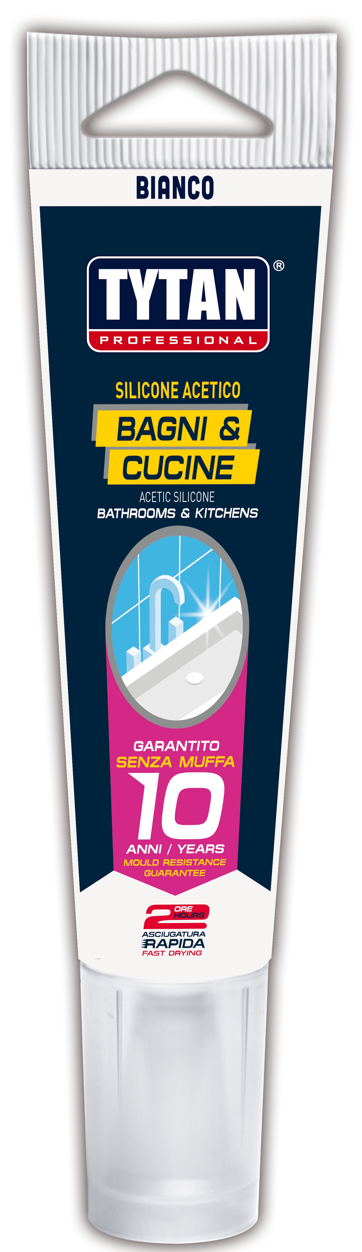 Tytan SILICONE ACETICO BAGNI E CUCINE ml. 60 - Bianco 24.00 pz