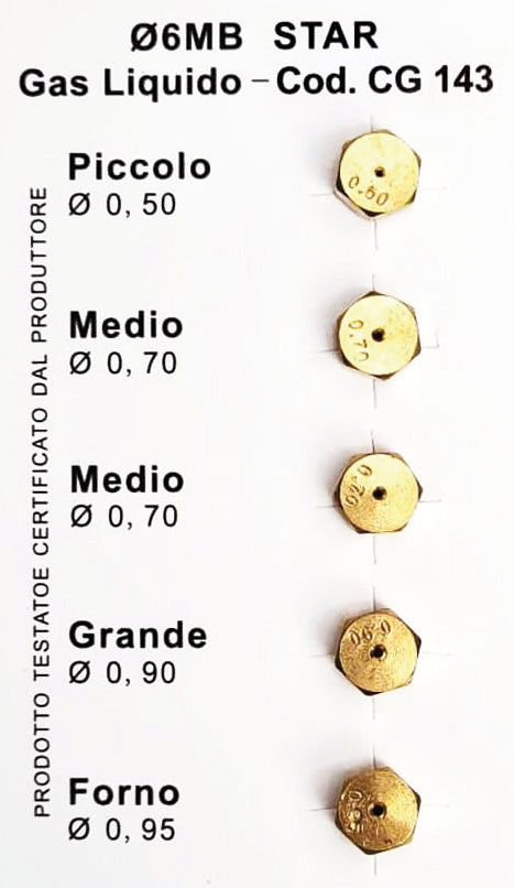 UGELLI PER CUCINA GPL kit 5 pezzi 5.00 confezioni