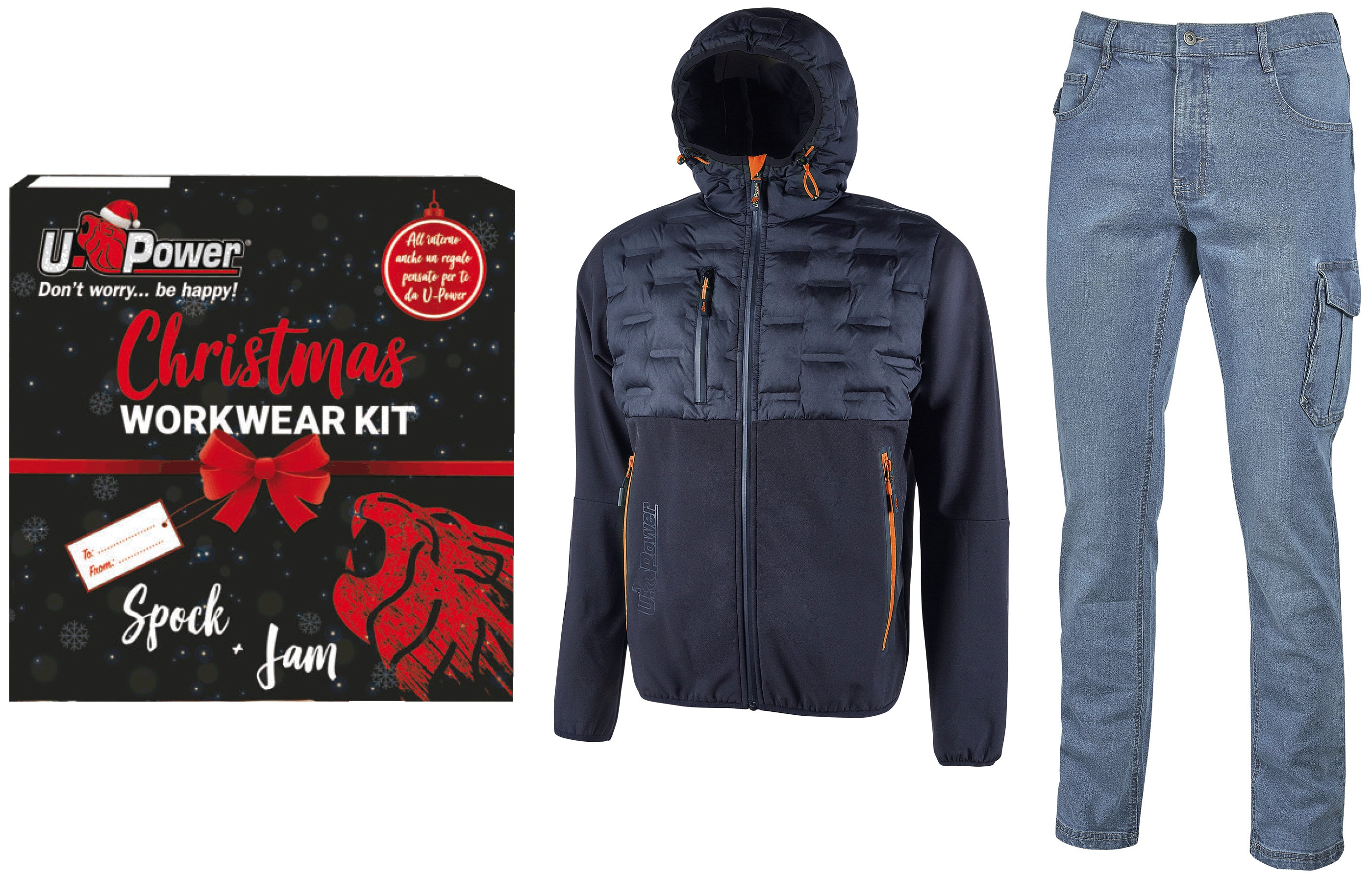 U-Power CHRISTMAS WORKWEAR KIT SPOCK DEEP BLU + JAM DENIM  Mis. XL
