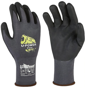 U-Power GUANTI DA LAVORO FLEX IN NYLON/NITRILE Col. Grigio/Nero  tg. 8 12.00 paia