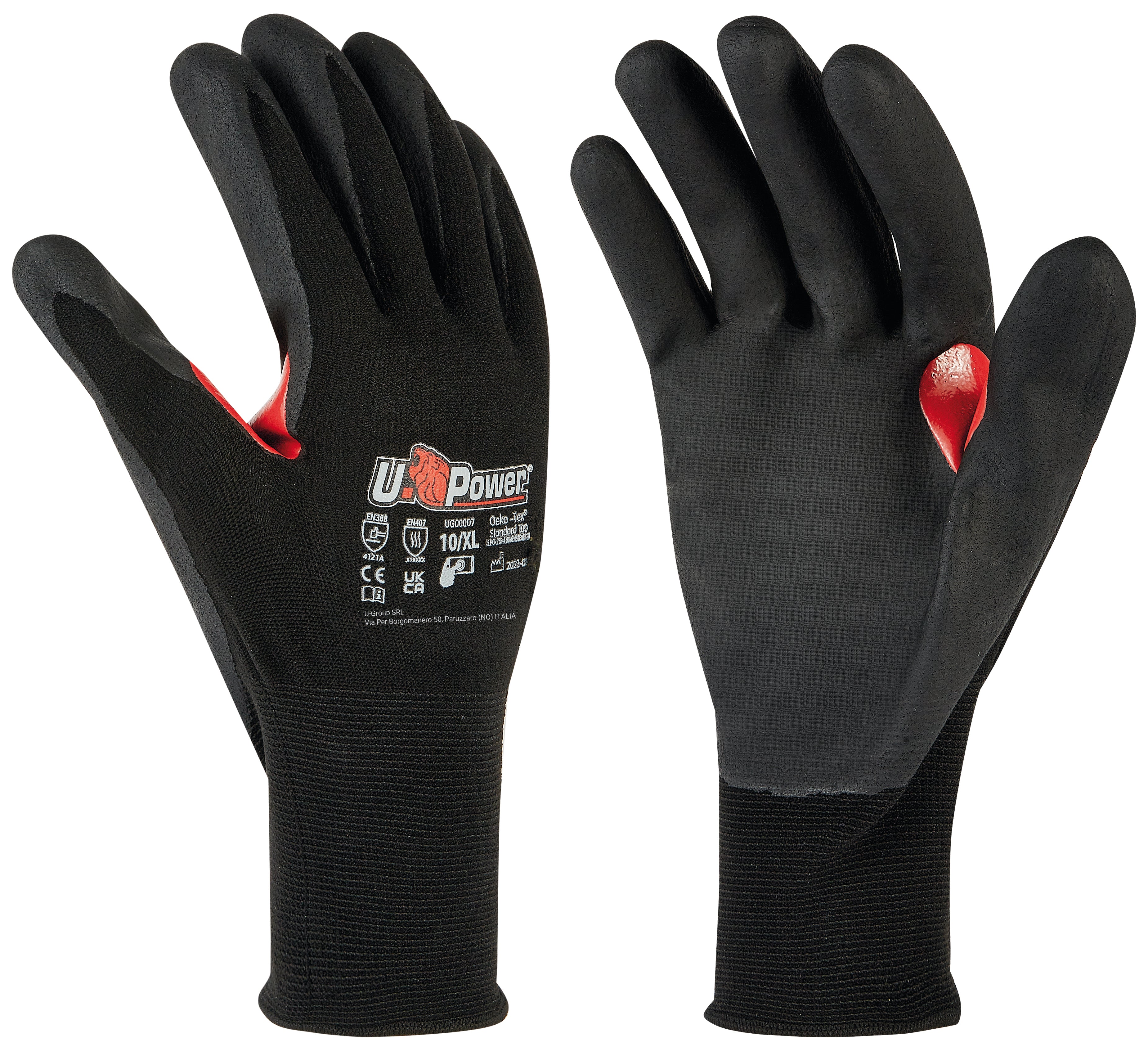 U-Power GUANTI DA LAVORO FLYNT IN NYLON/NITRILE Col. Rosso/Nero tg. 10 12.00 paia