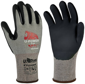 U-Power GUANTI DA LAVORO ANTITAGLIO HIGH IN GRAFENE/NITRILE Col. Grigio/Nero  tg. 8 12.00 paia