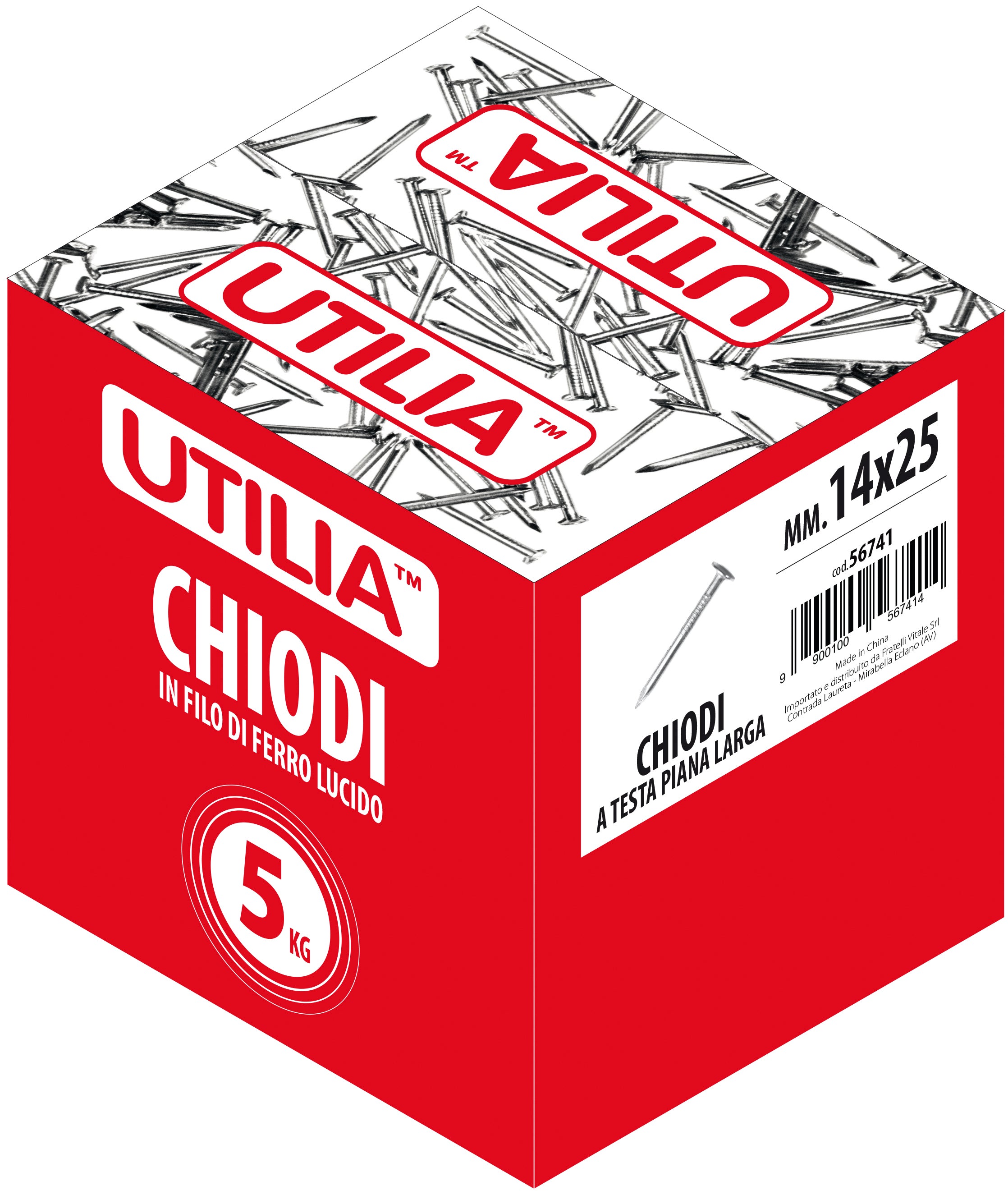 Utilia CHIODO A TESTA PIANA LARGA mis. 14x20 mm. 5.00 kg