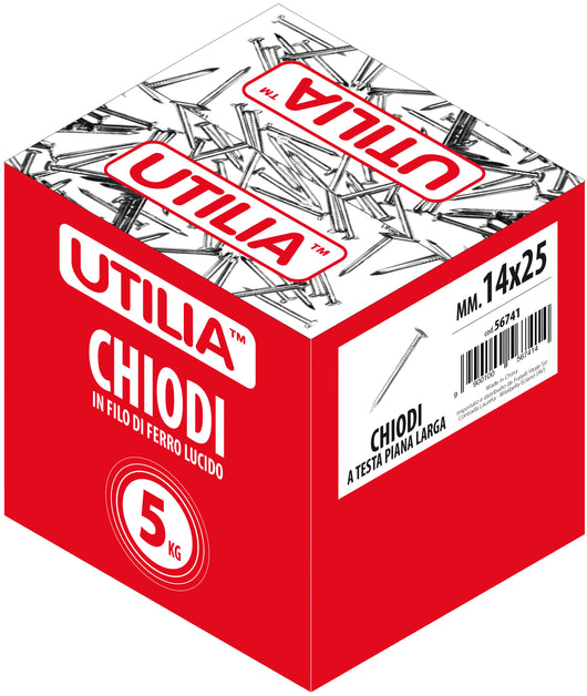 Utilia CHIODO A TESTA PIANA LARGA mis. 14x25 mm. 5.00 kg