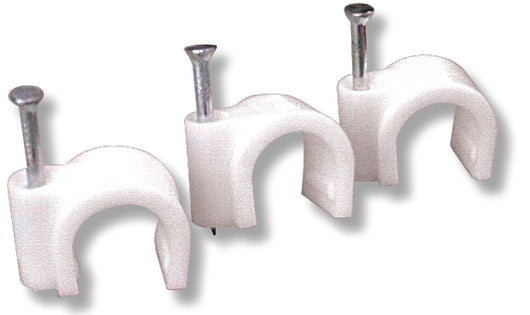 Utilia GRAFFETTA FISSACAVI CON CHIODO col. Bianco mm. 6-7  100 PZ.