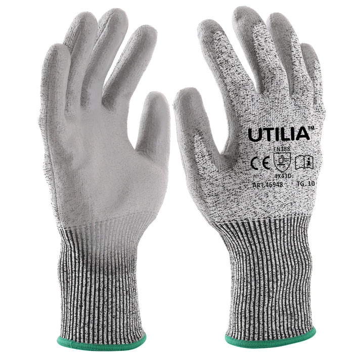 Utilia GUANTI ANTITAGLIO IN NYLON/POLIURETANO Col. Grigio tg.10 12.00 paia