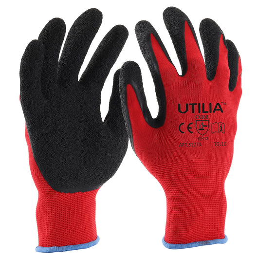 Utilia GUANTI IN LATTICE/NYLON Col. Rosso/nero tg. 7 12.00 paia