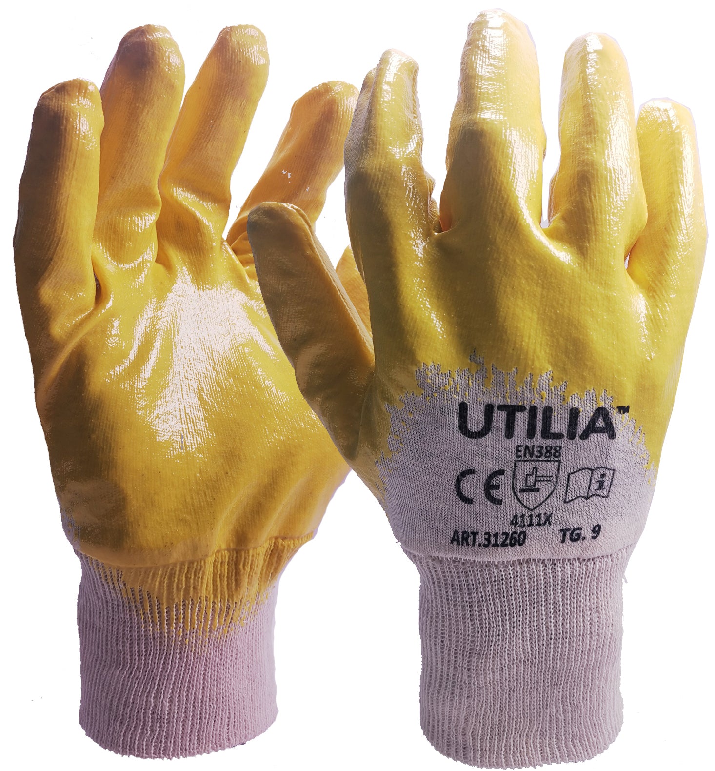 Utilia GUANTI IN NITRILE/COTONE Col. Giallo tg. 9 12.00 paia