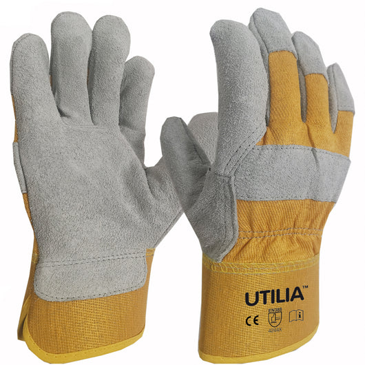 Utilia GUANTI IN PELLE CROSTA BOVINA  tg. 11 dorso giallo 12.00 paia