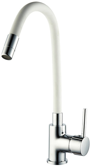 Utilia MISCELATORE LAVELLO A CANNA ALTA FLESSIBILE col. Bianco