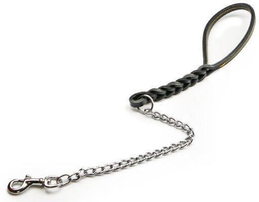 Utilia Pet GUINZAGLIO IN CUOIO DOPPIA TRECCIA CON CATENA cm. 60 col. Assortiti