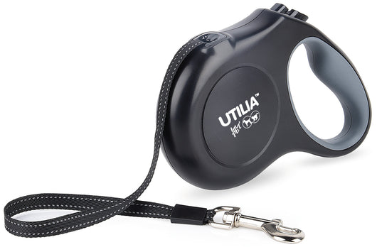 Utilia Pet GUINZAGLIO RETRATTILE A NASTRO LARGE mt. 5 per cani fino a kg. 50 col. Nero