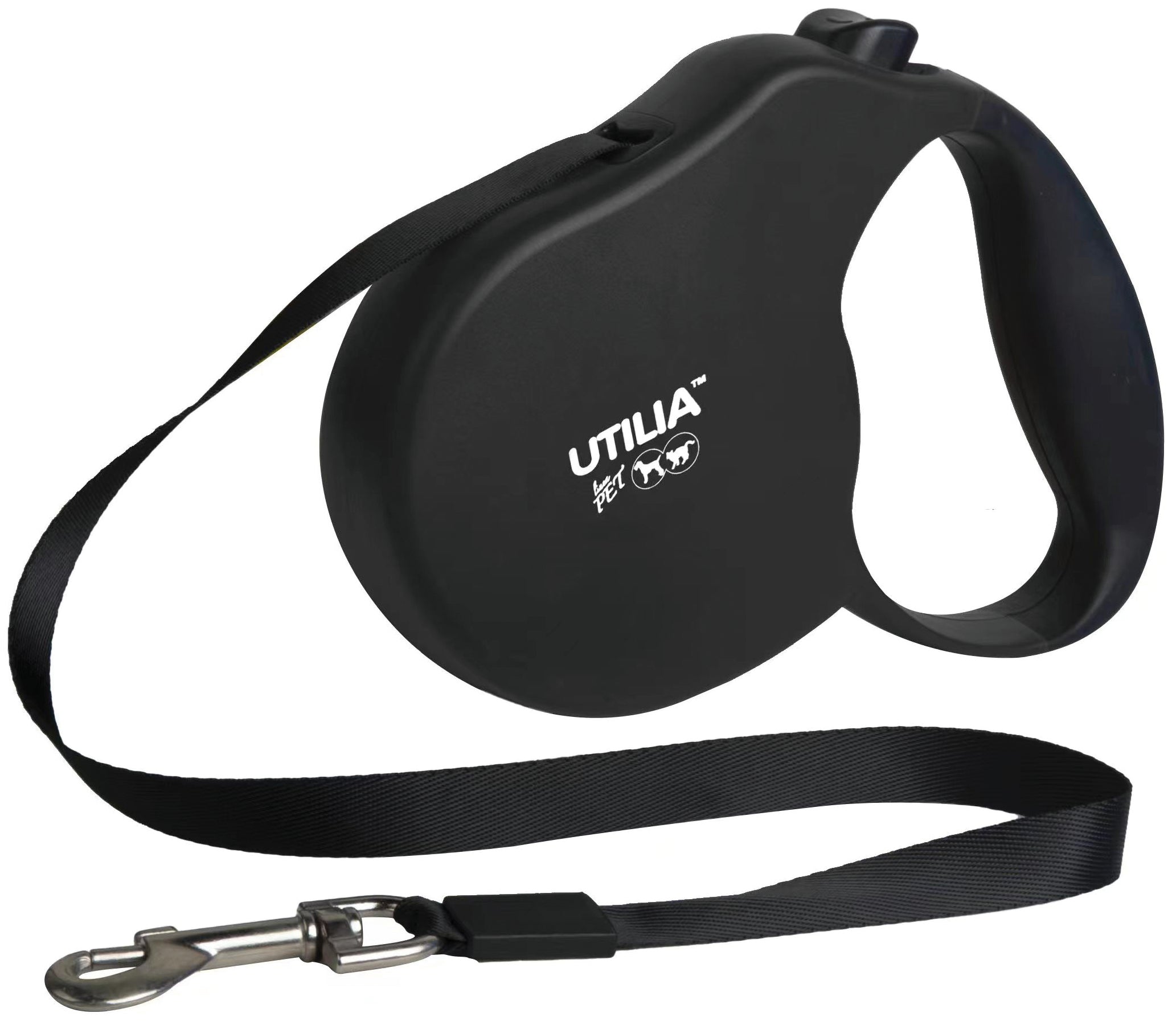 Utilia Pet GUINZAGLIO RETRATTILE A NASTRO MEDIUM mt. 5 per cani fino a kg. 18 col. Nero