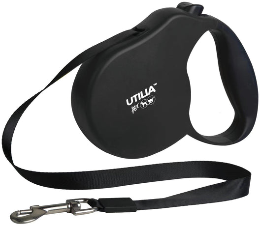 Utilia Pet GUINZAGLIO RETRATTILE A NASTRO MEDIUM mt. 5 per cani fino a kg. 18 col. Nero