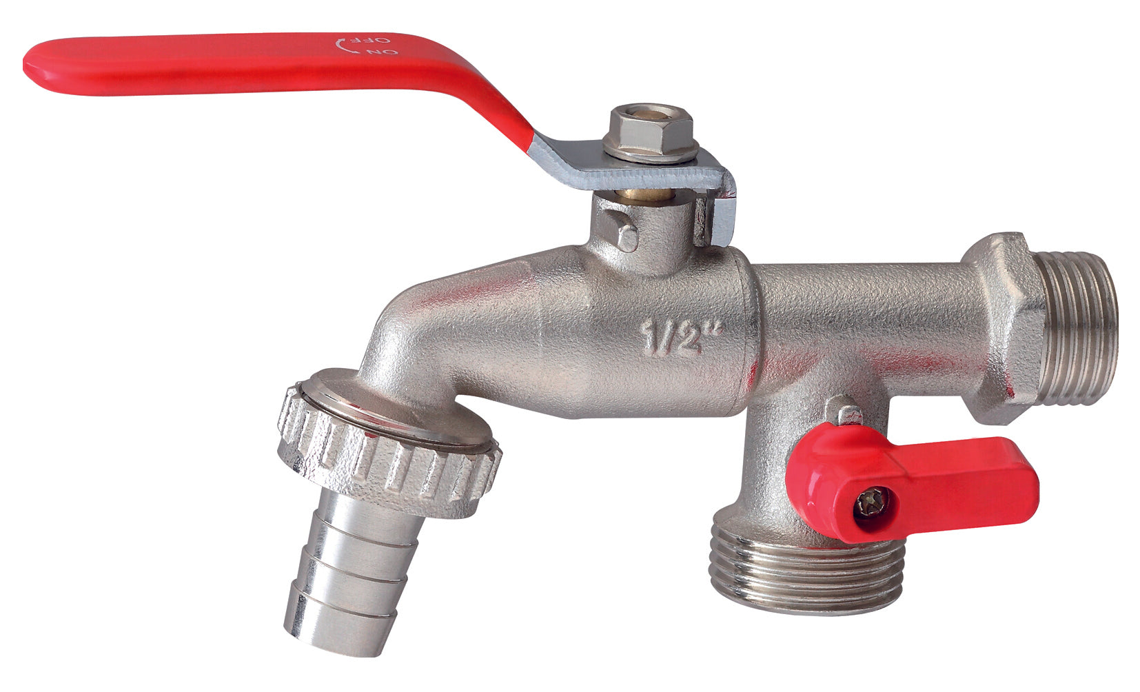 Utilia RUBINETTO P.GOMMA A SFERA IN OTTONE CON DOPPIO ATTACCO mis. 1/2 6.00 pz