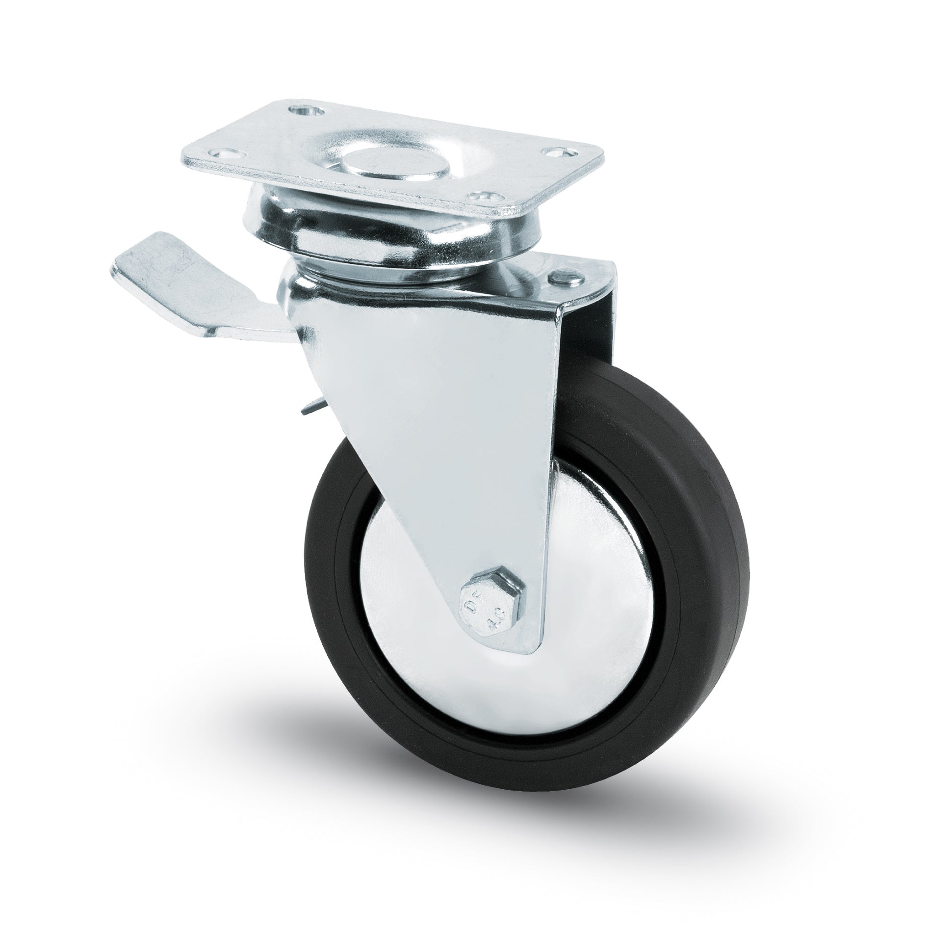 Utilia RUOTA GIREVOLE PER MOBILI CON FRENO  mm. 100-piastra mm. 84x102