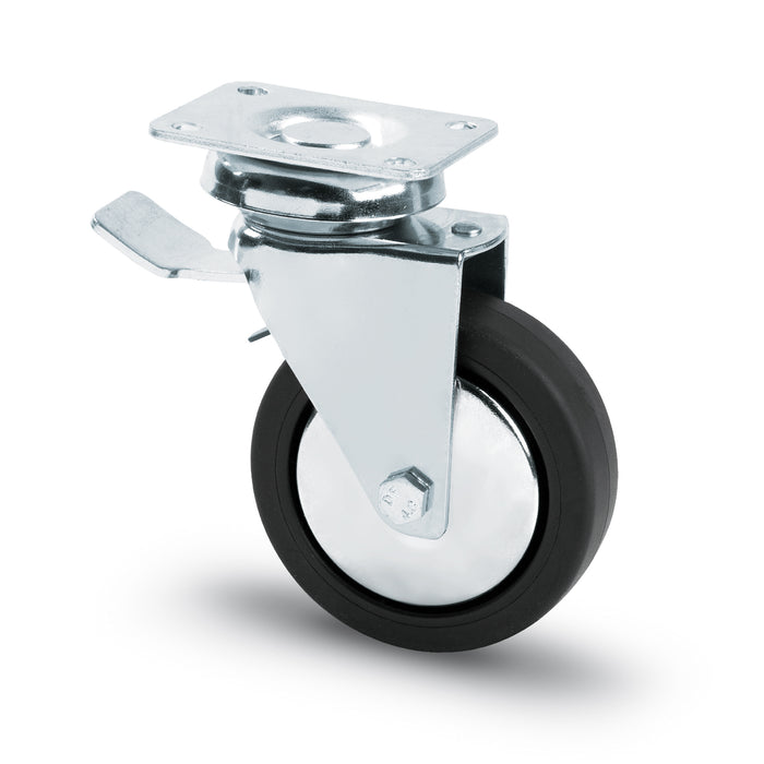 Utilia RUOTA GIREVOLE PER MOBILI CON FRENO  mm. 100-piastra mm. 84x102