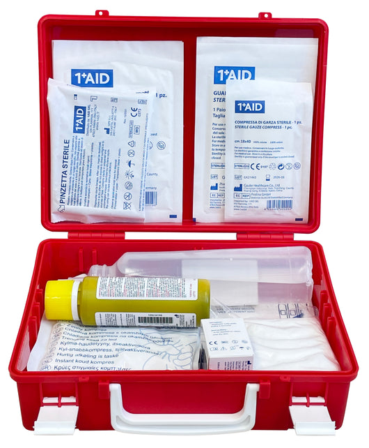 VALIGETTA PRONTO SOCCORSO IN POLIPROPILENE  cm. 25x9x19 h col. rosso - ALLEG.2