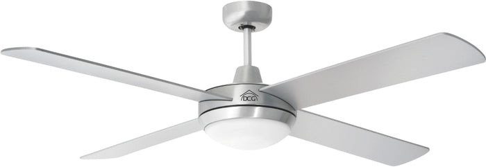 VENTILATORE DA SOFFITTO CON 4 PALE IN LEGNO CON LUCE E TELECOMANDO 60 W Ø cm. 132 Col. Silver