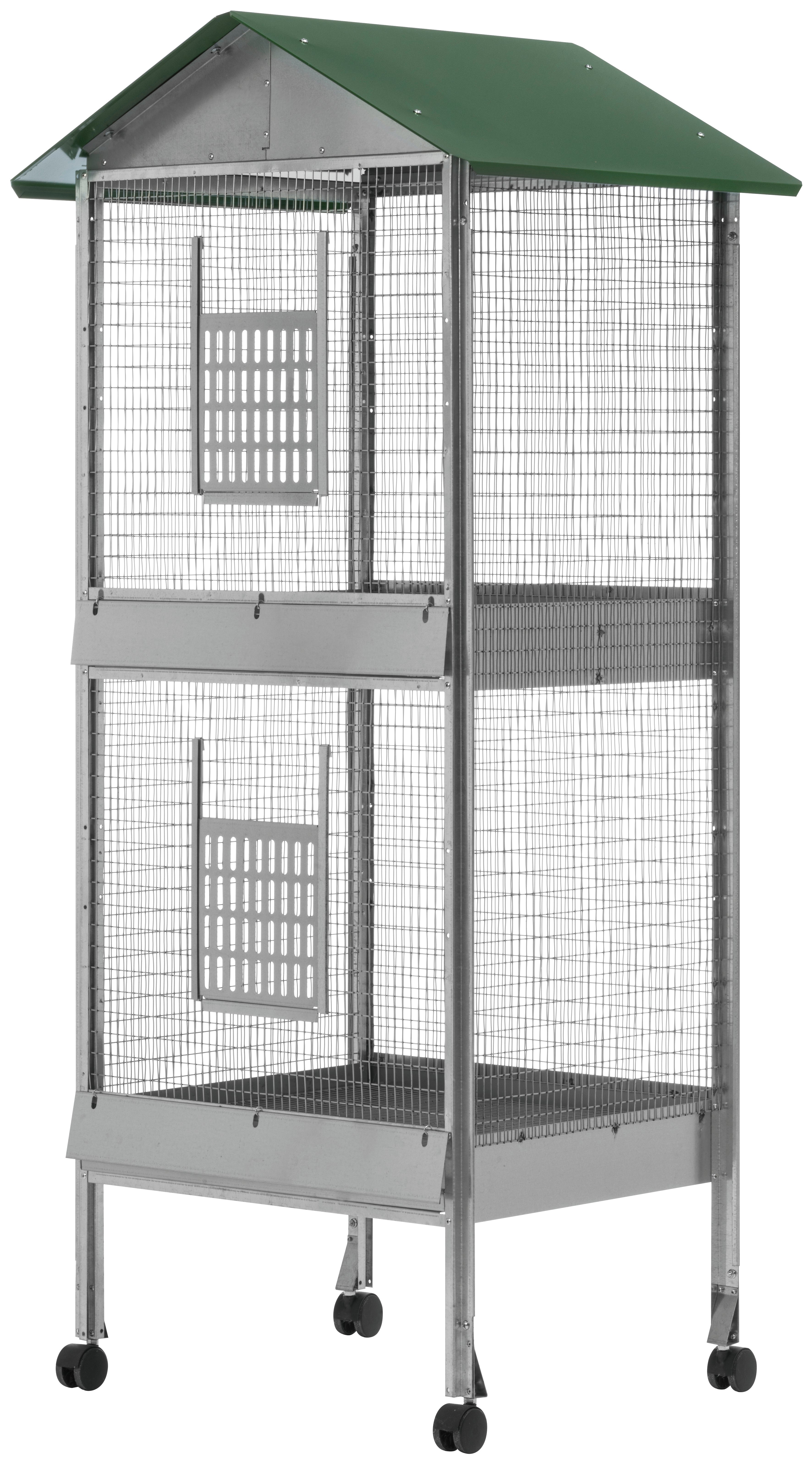 VOLIERA A CASETTA RETTANGOLARE A 2 PIANI cm. 60x50x170 h