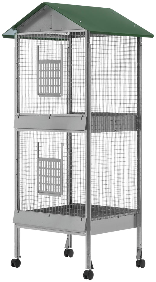 VOLIERA A CASETTA RETTANGOLARE A 2 PIANI cm. 60x50x170 h