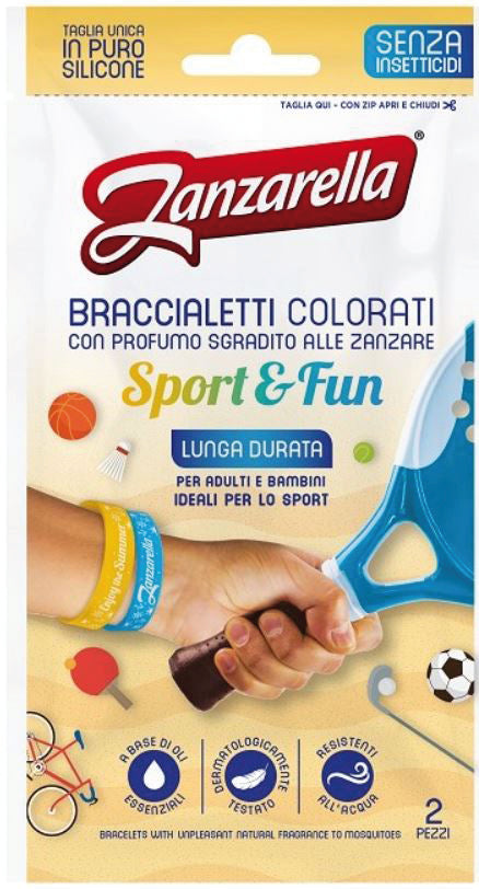 Zanzarella BRACCIALETTI ANTI-ZANZARA SPORT & FUN 2 pz.