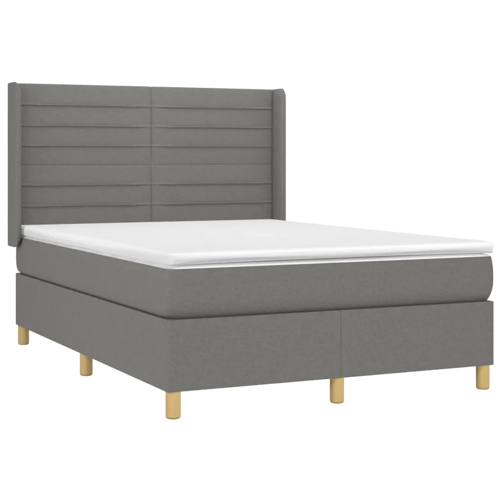 Letto a Molle Materasso e LED Grigio Scuro 140x200cm in Tessuto 3138958