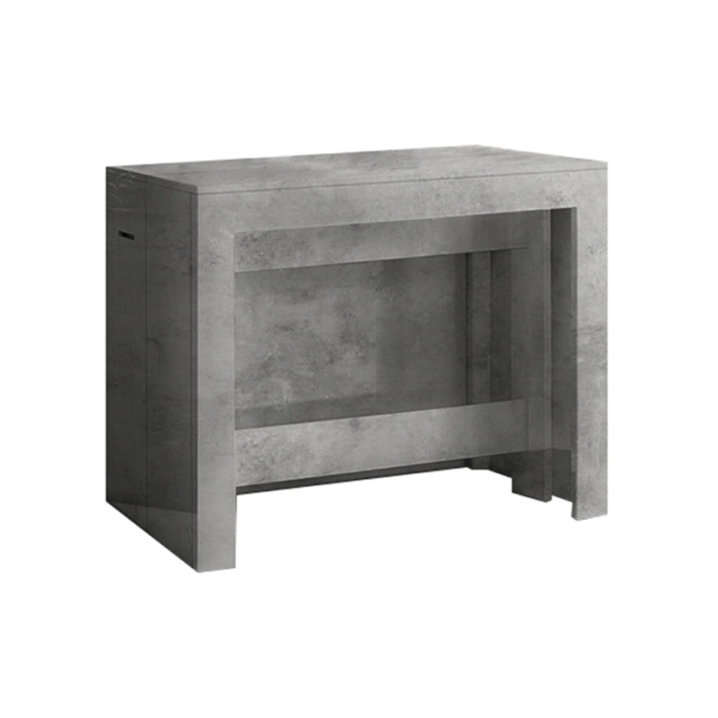 Tavolo da pranzo Anello, Made in Italy, Consolle allungabile fino a 12 posti, con portallunghe, cm 51/300x90h77 Grigio Cenere