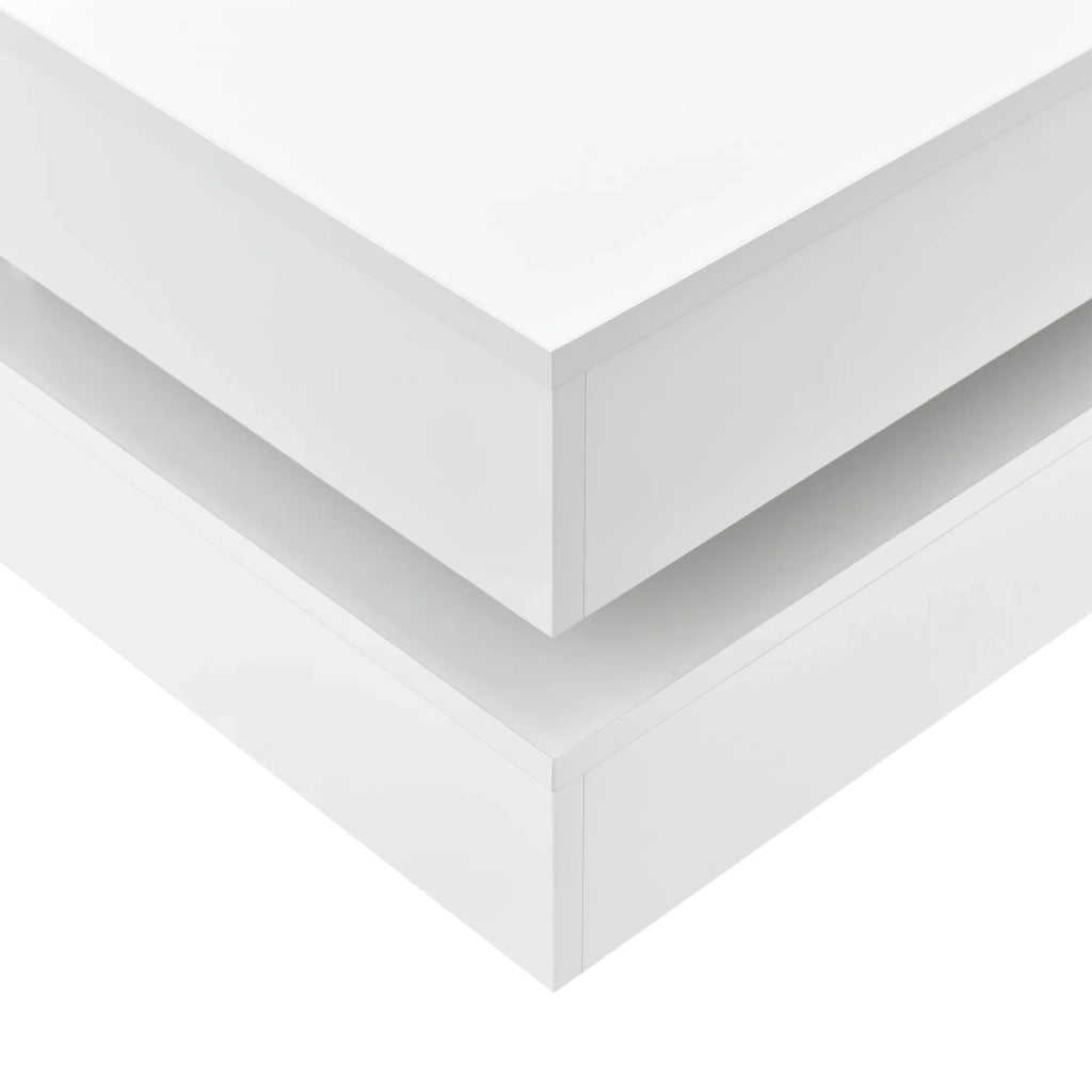 Tavolino con 4 vani portaoggetti 75 x 75 cm spessore 15 mm bianco lucido 03 0006141