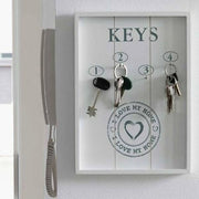 Trade Shop - Portachiavi Pannello Appendi Chiavi In Legno 4 Ganci 24 X 32 Cm I Love My Home -
