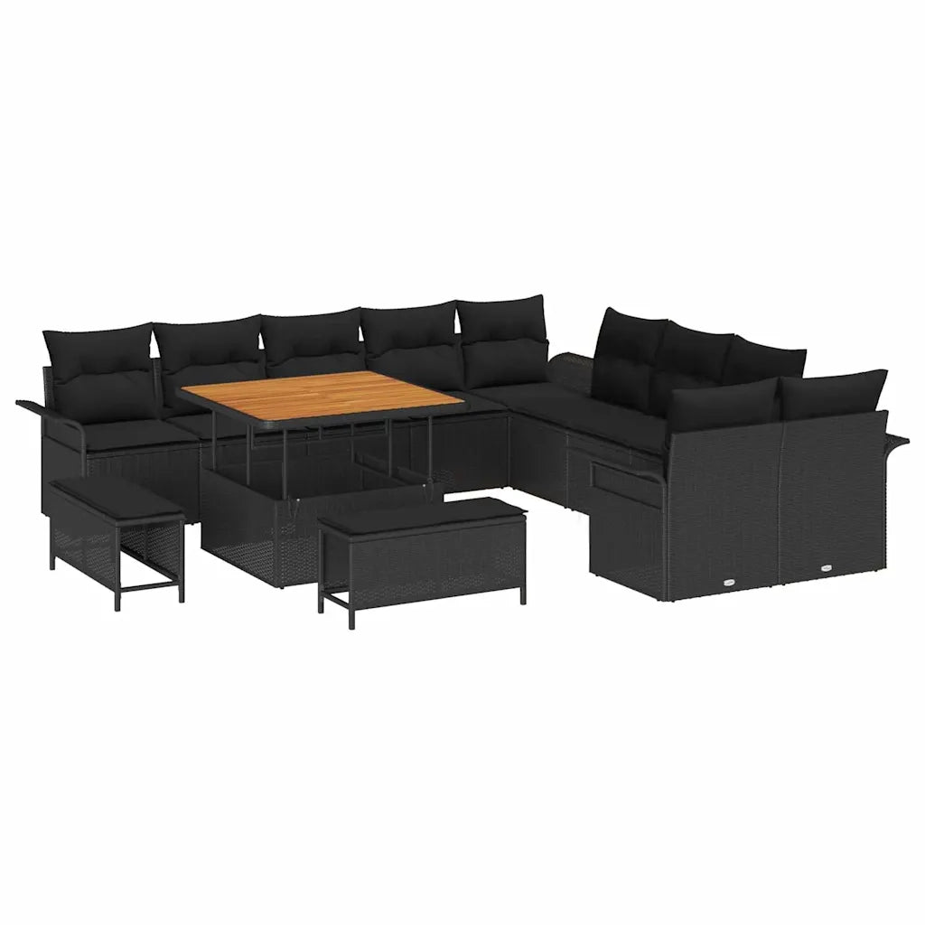 Set Divano da Giardino con cuscino 13 pcs Nero 3364134