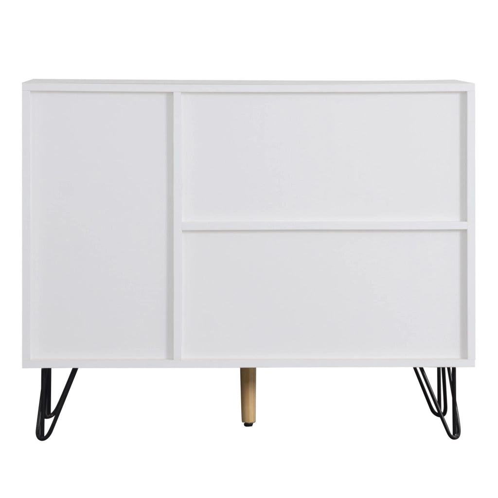 Credenza 90x30x71，5 cm bianca effetto legno con ripiani regolabili