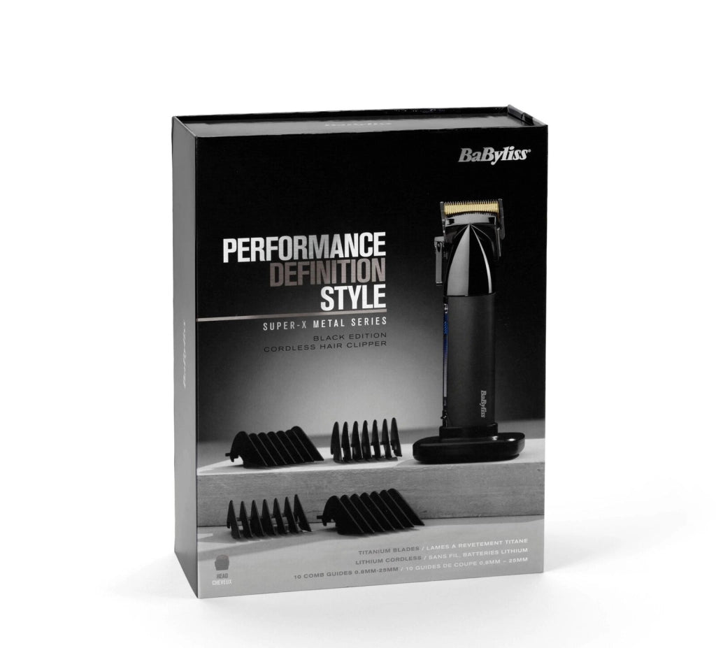 BaByliss E991E Super-X Metal Tagliacapelli Professionale Lama Titanio Ioni di Litio 180 min 10 Accessori colore Nero