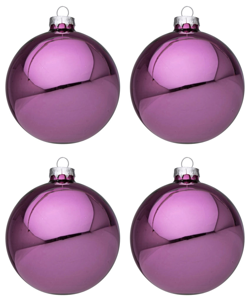 Palline di Natale in Vetro Rosa Scuro Lucido Addobbi Decorazioni Albero Diametro: 100 mm